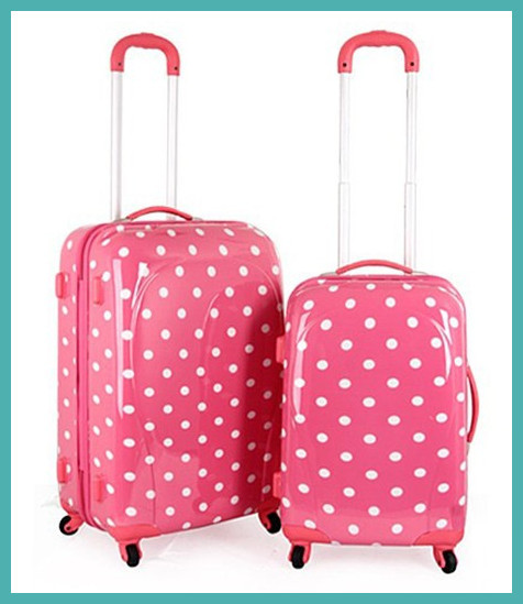 yanteng classic ABS PC spot printed luggage in pink color