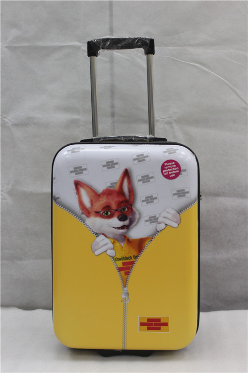yanteng classic PC fox printed luggage in yellow color