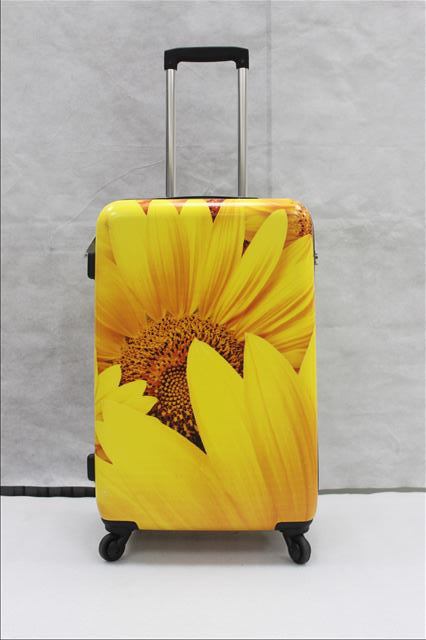 yanteng classic sunflower printed luggage in yellow color