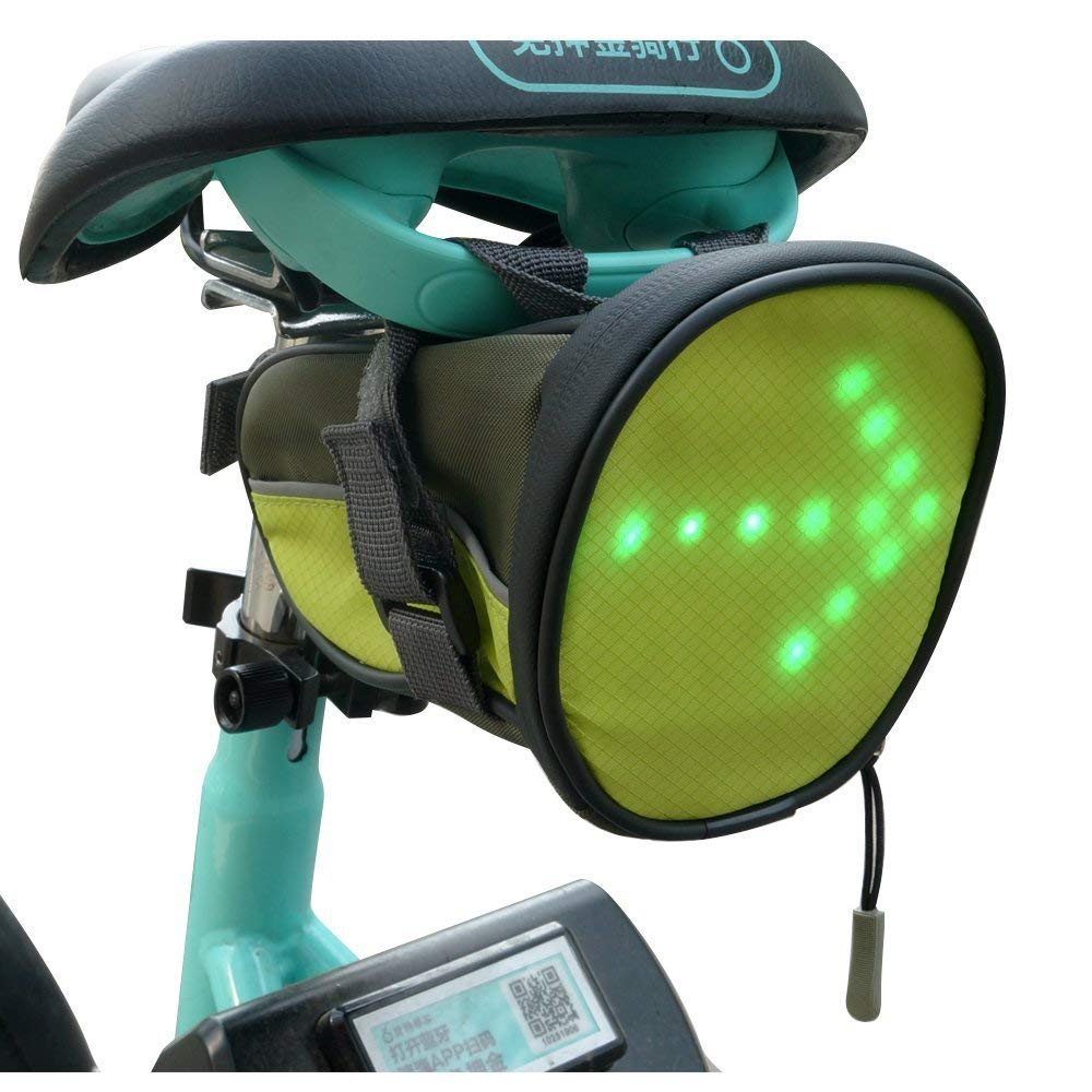Seat bag Tail pack with LED Warning Signal Light wireless Remote Control Water Resistant Nylon Bike Rear Bag